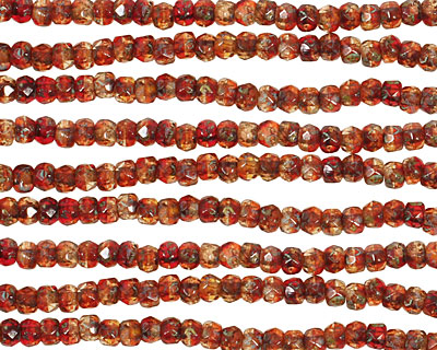 Czech Glass Harvest Picasso Fire Polished Rondelle 2x3mm