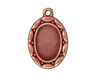 TierraCast Antique Copper (plated) Scalloped Oval Frame Drop 19x28mm