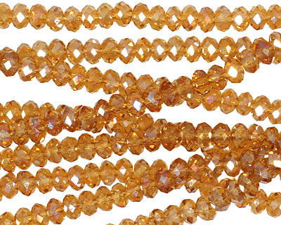 Medium Topaz AB Crystal Faceted Rondelle 4mm