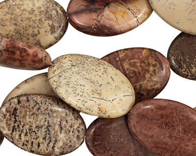 Coffee Bean Jasper Flat Oval 30x20mm