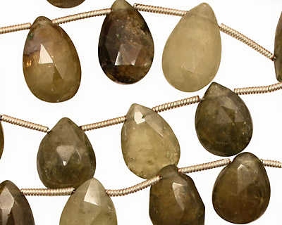 Green Garnet Faceted Flat Teardrop 9-11x13-16mm