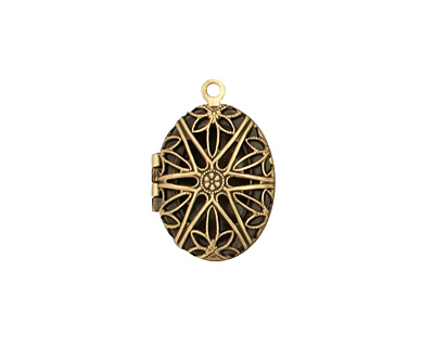 Antique Brass (plated) Oval Filigree Heirloom Locket 17x25mm