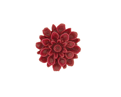 Opaque Maroon Lucite Dahlia Flower Cabochon 16mm