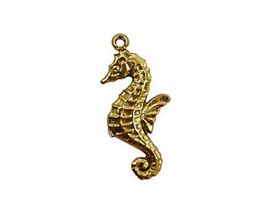 Stampt Antique Gold (plated) Sea Horse Charm 12x25mm