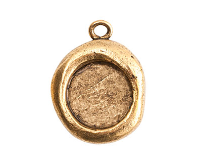 Nunn Design Antique Gold (plated) Crest Seal Bezel Pendant 19x25mm