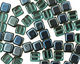 Czech Glass Teal w/ Blue Iris 1/2 Coat Square 6mm