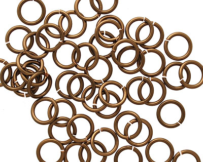 Vintage Bronze Enameled Copper Round Jump Ring 7mm, 18 gauge