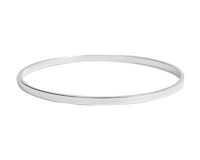 Nunn Design Sterling Silver (plated) Large Flat Bangle Bracelet 70mm