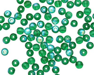 Czech Glass Green Emerald AB Round 4mm