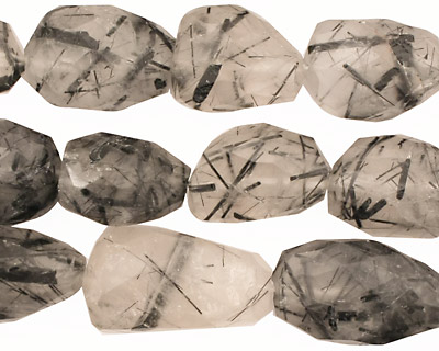 Tourmilated Quartz Faceted Nugget 10-18x9-11mm