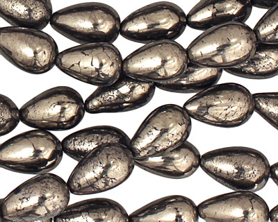 Golden Pyrite (silver tone) Teardrop 12x8mm