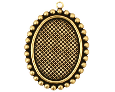 Stampt Antique Brass Dotted Fringe Oval Setting 18x25mm