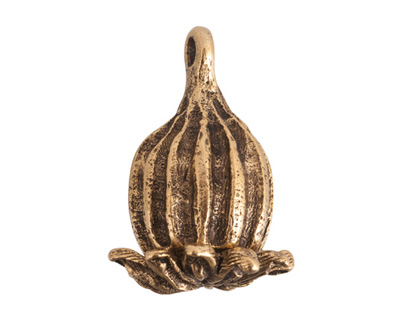 Nunn Design Antique Gold (plated) Large Poppy Pod Charm 20x28mm