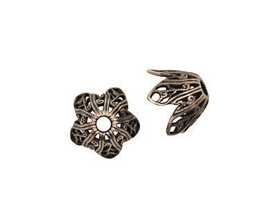 Stampt Antique Pewter (plated) Tulip Bead Cap 11x8mm