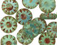 Czech Glass Caribbean Blue Sunflower Coin 14mm