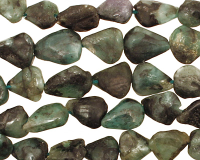 Emerald Rough Triangular Tumbled Nugget 7-11x6-8mm