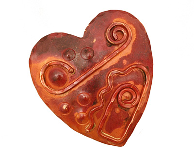Patricia Healey Copper Textured Heart Pendant 45x49mm
