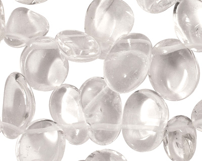 Rock Crystal Flat Polished Pebble Drop 7-10x11-16mm