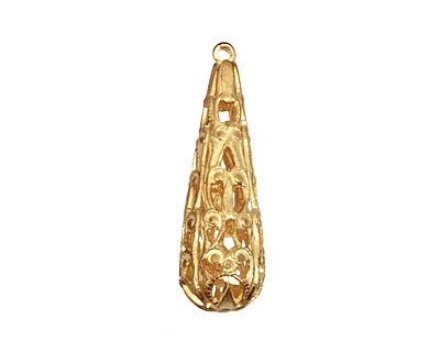Brass Filigree Teardrop 8x28mm