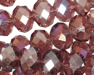 Raspberry Mocha AB Crystal Faceted Rondelle 14mm