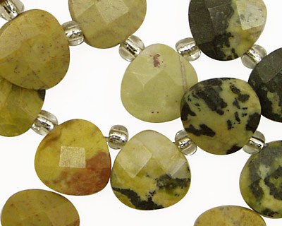 Yellow Turquoise Faceted Flat Teardrop 13mm