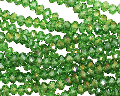 Kelly Green AB Crystal Faceted Rondelle 4mm
