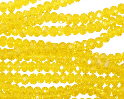 Lemon Crystal Faceted Rondelle 4mm