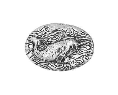 Green Girl Pewter Narwhal Link 28x20mm