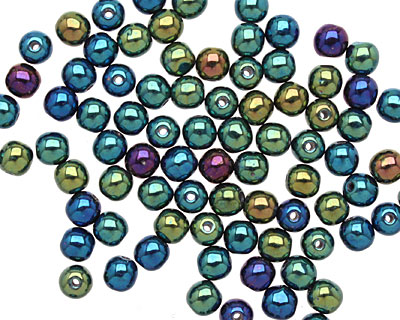 Czech Glass Iris Green Round 4mm