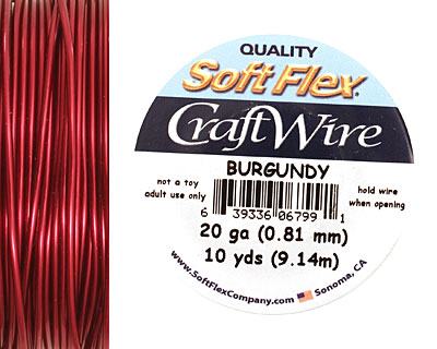 Soft Flex Burgundy Craft Wire 20 gauge, 10 yards