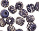 African Clay (blue w/ white) Irregular Rondelle 10-11x13-14mm