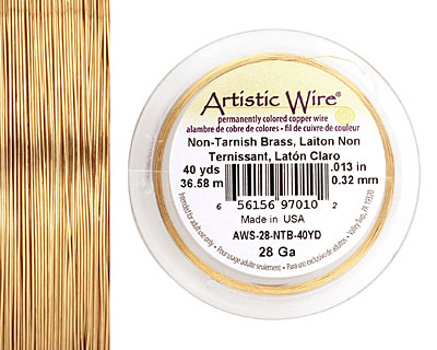Artistic Wire Non-Tarnish Brass 28 gauge, 40 yards