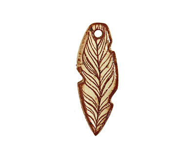 Kylie Parry Ceramic Sketched Feather Pendant 16x44mm