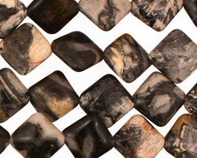Black Silver Leaf Diamond 12mm