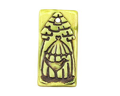 Earthenwood Studio Ceramic Acid Metal Birdcage Pendant 24x48mm