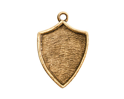 Nunn Design Antique Gold (plated) Crest Shield Bezel Pendant 20x30mm