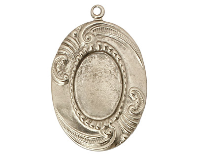 Stampt Antique Pewter (plated) Sweeping Feather Oval Setting 13x18mm