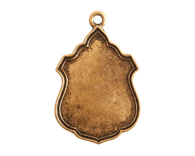 Nunn Design Antique Gold (plated) Ornate Flat Ensign Tag 20x31mm