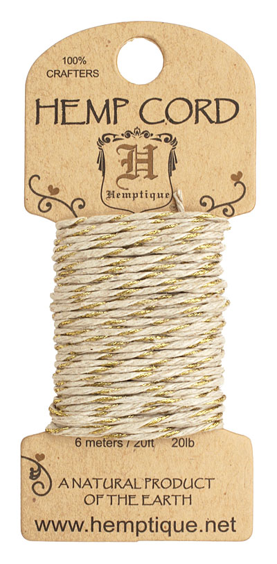 Metallic Gold Hemp Twine 20 lb, 20 ft