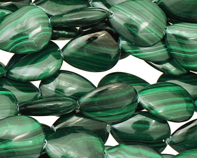 Malachite Flat Teardrop 15x12mm