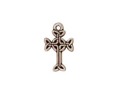 TierraCast Antique Silver (plated) Celtic Cross Charm 11x18mm