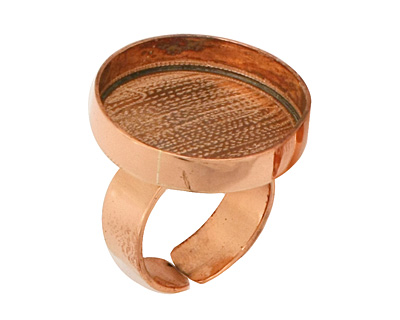 Copper Adjustable Ring Circle Bezel 23mm