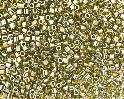 TOHO Gold Lustered Green Tea Cube 1.5mm Seed Bead