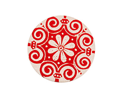 Lillypilly Red Scrolling Daisy Anodized Aluminum Disc 25mm, 24 gauge