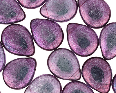 Czech Glass Luster Transparent Amethyst Teardrop 12x16mm