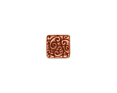 TierraCast Antique Copper (plated) Square Scroll Bead 9mm