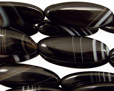 Black Sardonyx Flat Oval 28x10mm