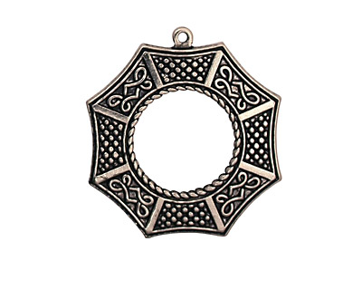 Stampt Antique Pewter (plated) Bagua Pendant 24x26mm