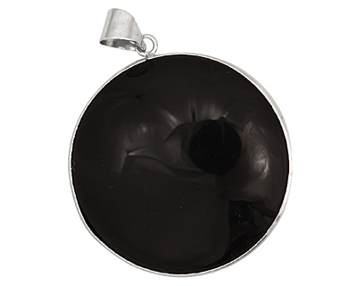 Black Onyx w/ Bail Round Pendant 41x53mm