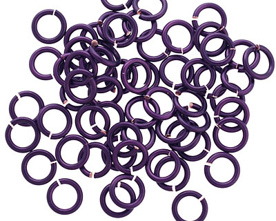 Purple Enameled Copper Round Jump Ring 6mm, 18 gauge